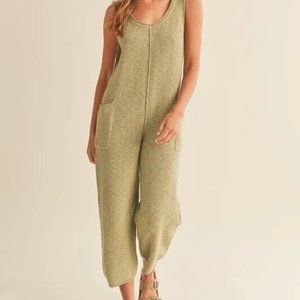 NEW WITH TAGS -Mable/ Vinnie Louise - Sleeveless Knit Jumpsuit - Olive - Medium